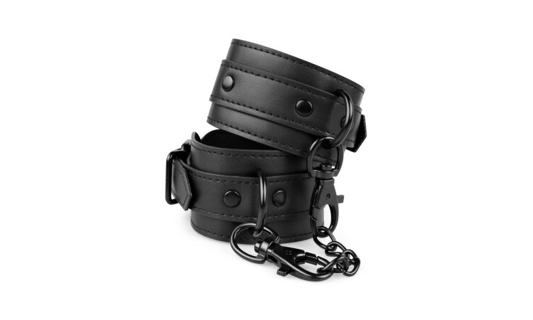 Faux Leather Handcuffs - Black - Image 5