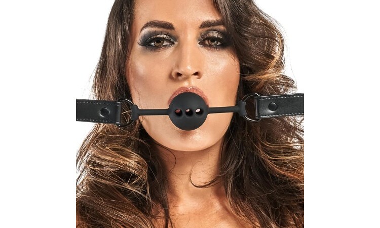Breathable Silicone Ball Gag - Black - Image 2