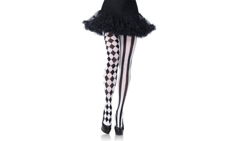 Pantyhose With Harlequin Print - Black/White - Image 1