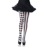 Pantyhose With Harlequin Print - Black/White - Image 1