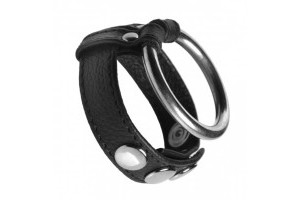 Leather and Steel Cock and Ball Ring