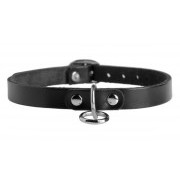Unisex Leather Choker with O-Ring - Image 1