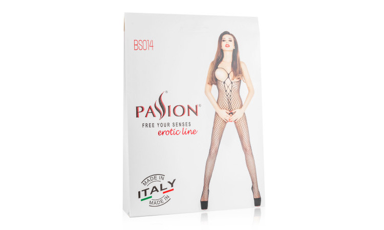 Red Net Bodystocking With Open Cups - Image 2