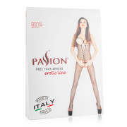 Red Net Bodystocking With Open Cups - Image 2