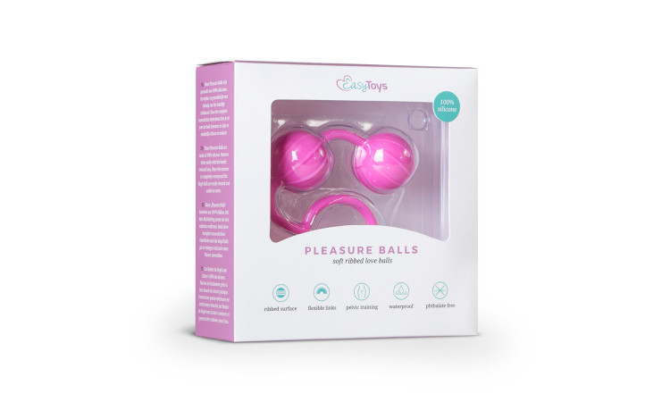 Easytoys Vertical Ribbed Geisha Balls - Pink - Image 2