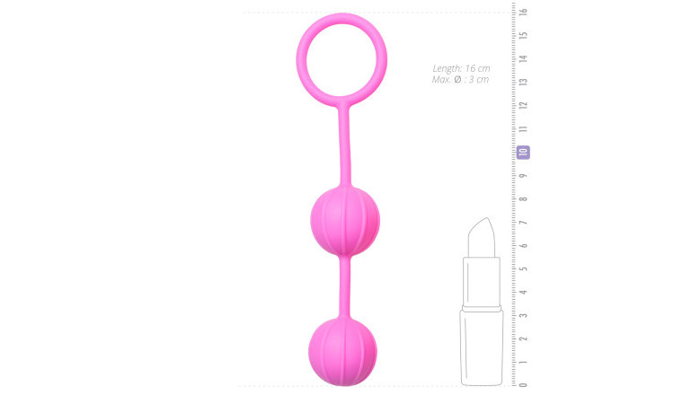 Easytoys Vertical Ribbed Geisha Balls - Pink - Image 4