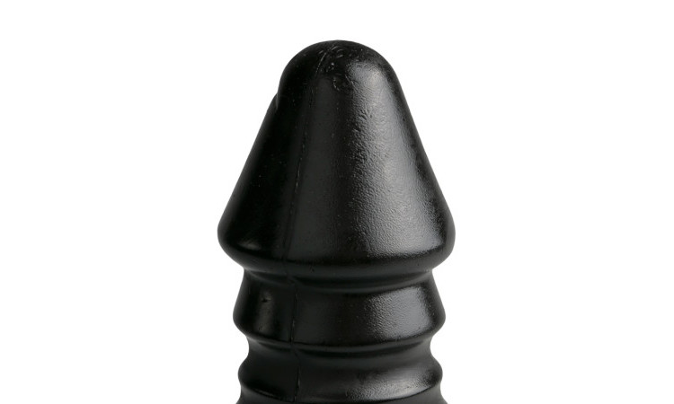Large Dildo With Ribbed Shaft - Black - Image 2