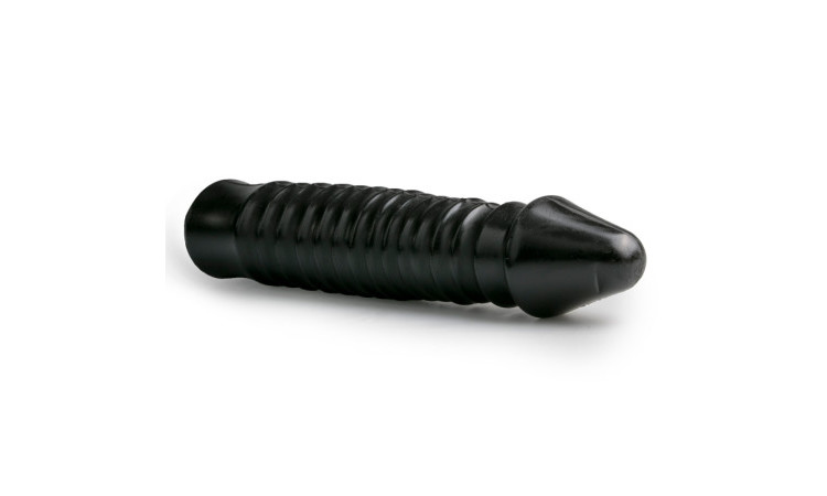 Large Dildo With Ribbed Shaft - Black - Image 3
