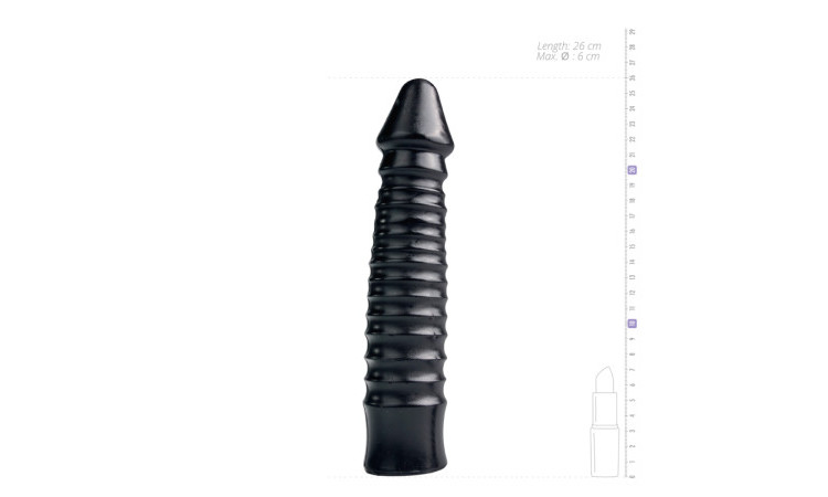 Large Dildo With Ribbed Shaft - Black - Image 4