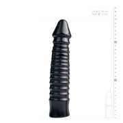 Large Dildo With Ribbed Shaft - Black - Image 4