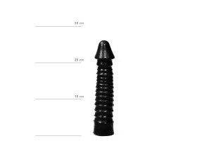 Large Dildo With Ribbed Shaft - Black