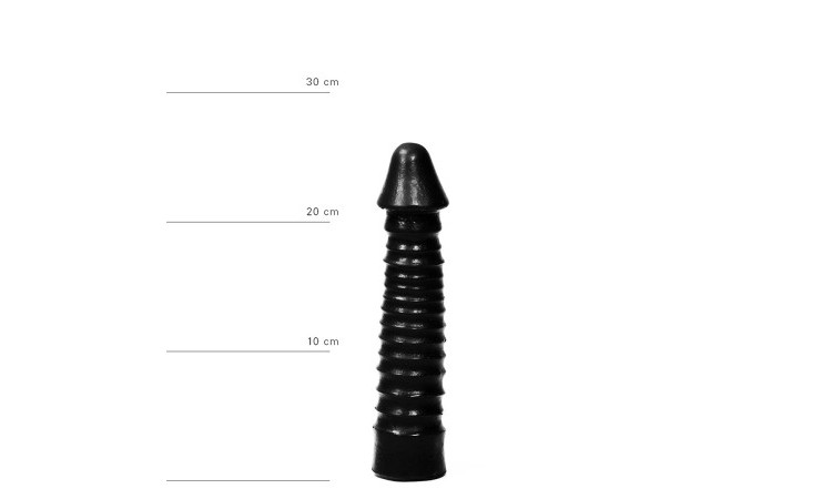 Large Dildo With Ribbed Shaft - Black - Image 1