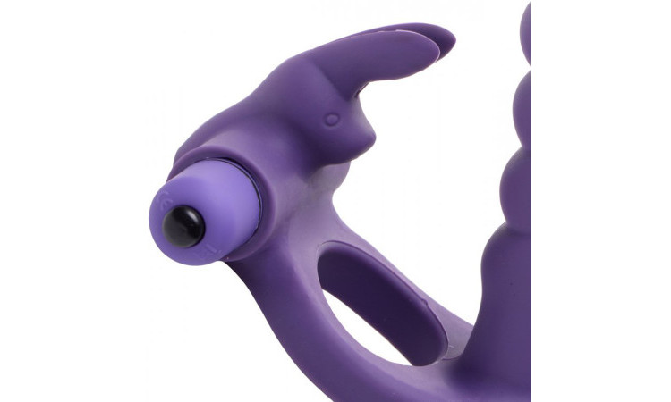 Double Delight Dual Penetration Vibrating Rabbit Cock Ring - Image 2