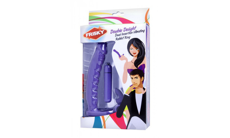 Double Delight Dual Penetration Vibrating Rabbit Cock Ring - Image 4