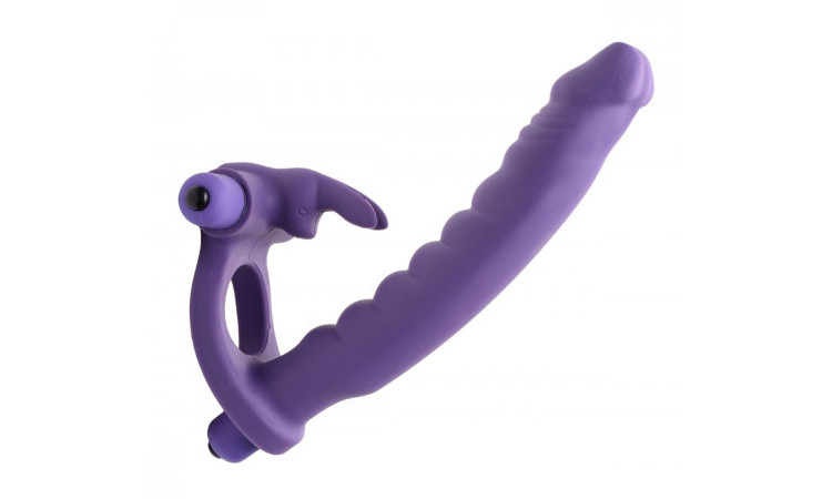 Double Delight Dual Penetration Vibrating Rabbit Cock Ring - Image 1