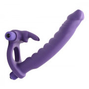 Double Delight Dual Penetration Vibrating Rabbit Cock Ring - Image 1