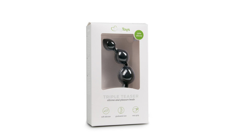 Black Silicone Anal Bead Dildo - Image 2