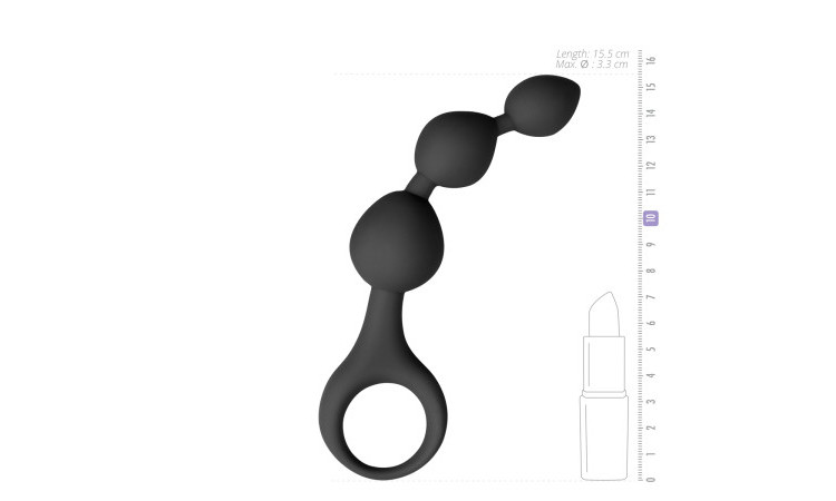 Black Silicone Anal Bead Dildo - Image 5