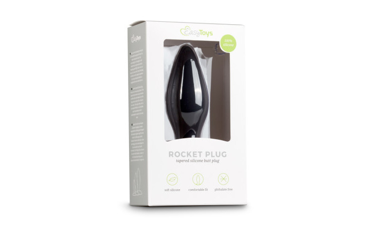 Medium Black Silicone Buttplug - Image 2