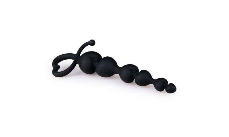 Black Anal Beads Heart Handle - Image 3