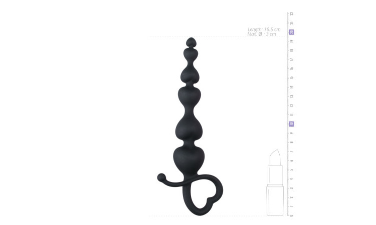 Black Anal Beads Heart Handle - Image 4