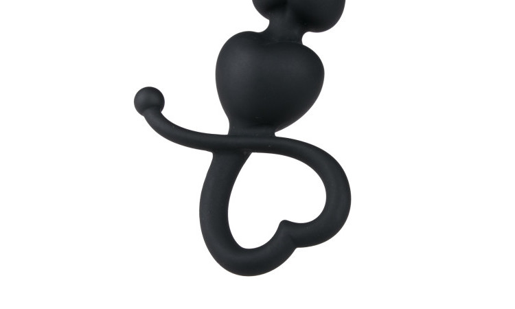 Black Anal Beads Heart Handle - Image 5