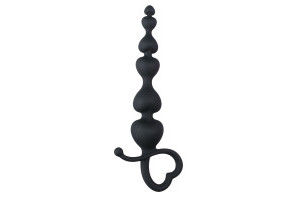 Black Anal Beads Heart Handle