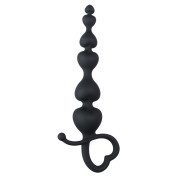 Black Anal Beads Heart Handle - Image 1