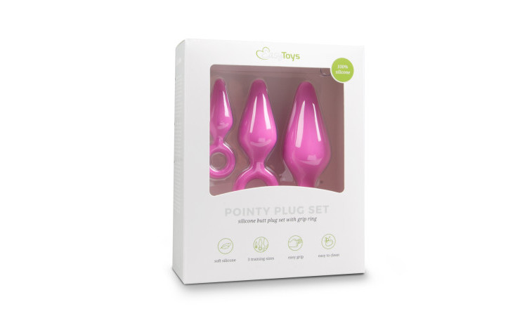 Pink Buttplugs With Pull Ring - Set - Image 2