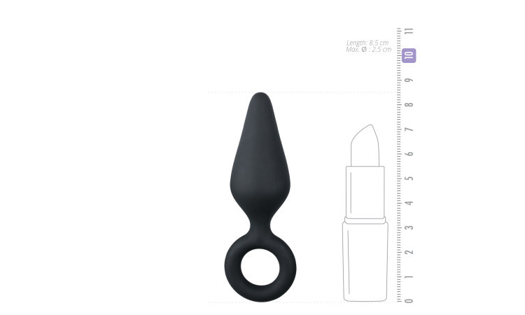 Black Buttplugs With Pull Ring - Small - Image 5