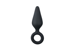 Black Buttplugs With Pull Ring - Small