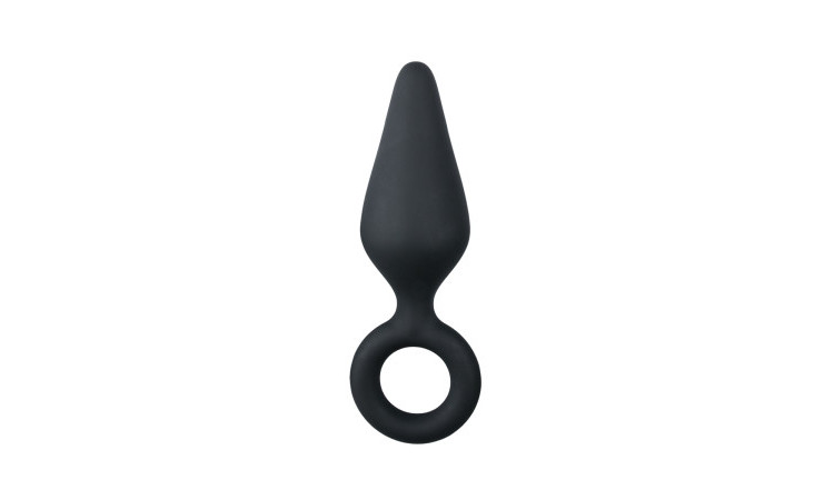 Black Buttplugs With Pull Ring - Small - Image 1
