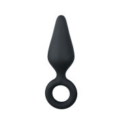 Black Buttplugs With Pull Ring - Small - Image 1