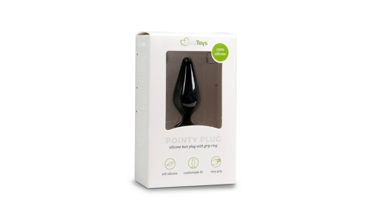 Black Buttplugs With Pull Ring - Medium - Image 2