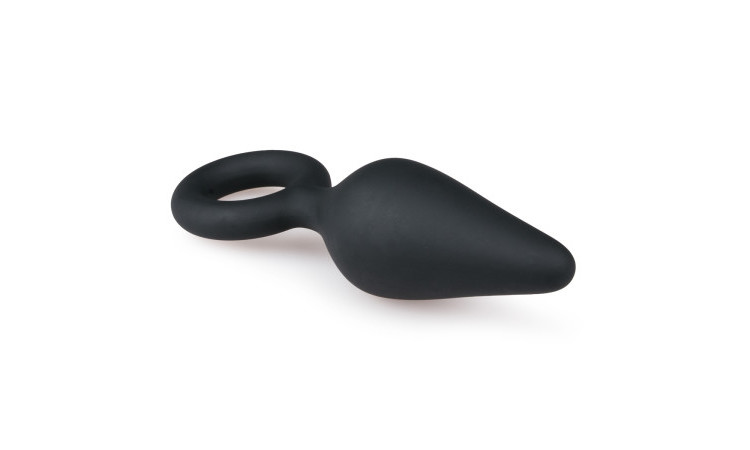 Black Buttplugs With Pull Ring - Medium - Image 3