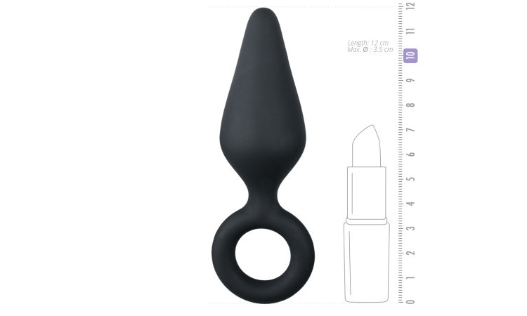 Black Buttplugs With Pull Ring - Medium - Image 5