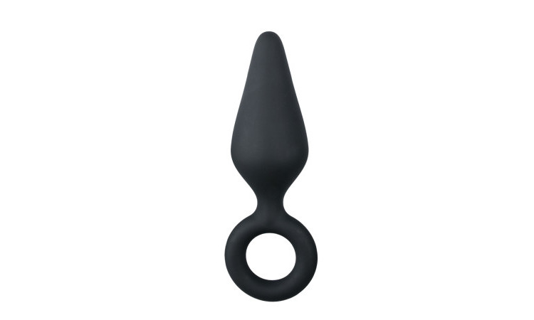 Black Buttplugs With Pull Ring - Medium - Image 1