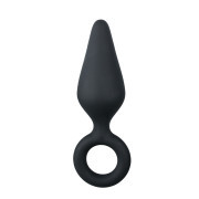 Black Buttplugs With Pull Ring - Medium - Image 1