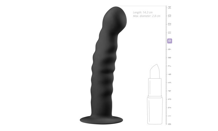 Silicone Suction Cup Dildo - Black - Image 2