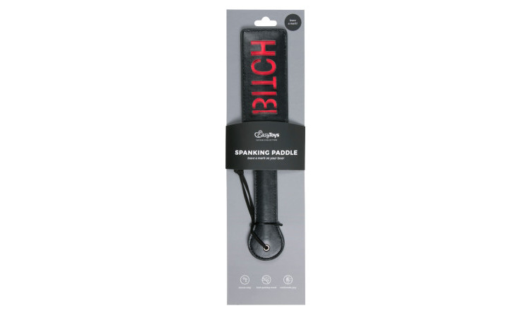 Black Leather Paddle - Bitch - Image 2