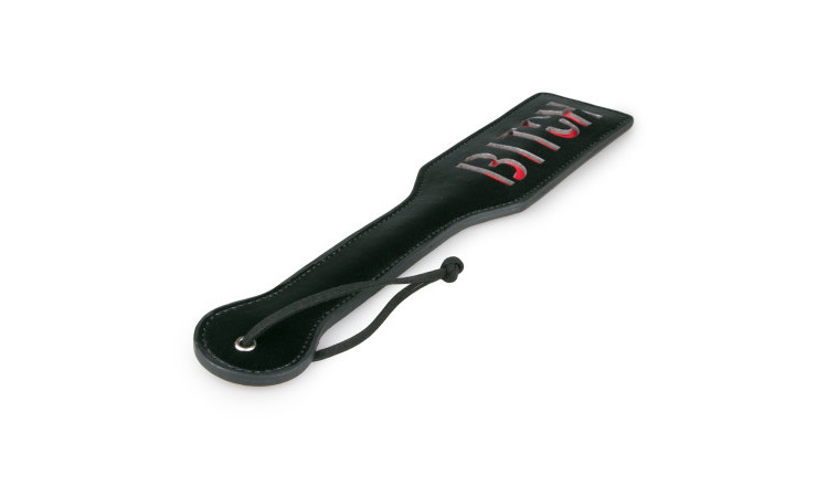 Black Leather Paddle - Bitch - Image 3