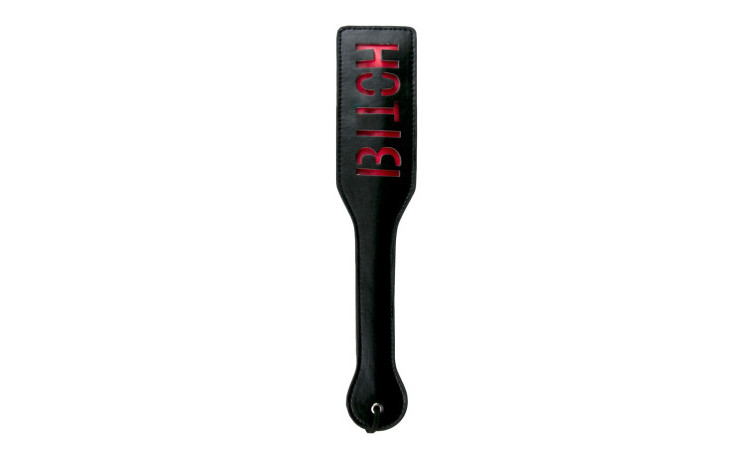 Black Leather Paddle - Bitch - Image 1