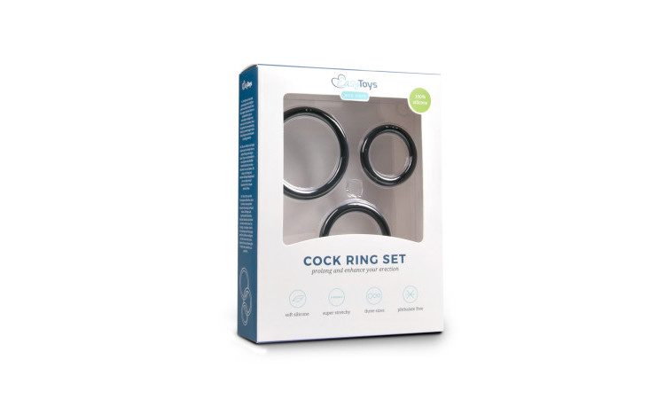Three Size Cockring Set - Black - Image 2