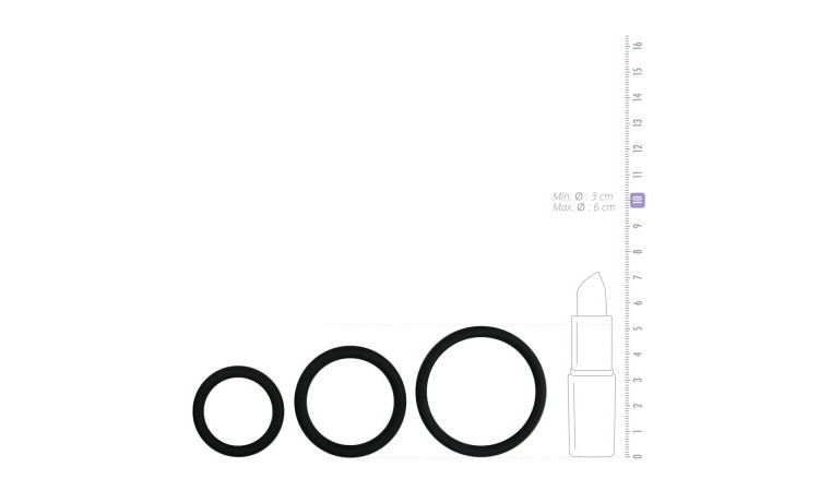 Three Size Cockring Set - Black - Image 3