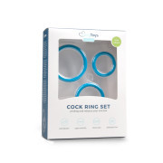 Three Size Cock Ring Set - Blue - Image 2