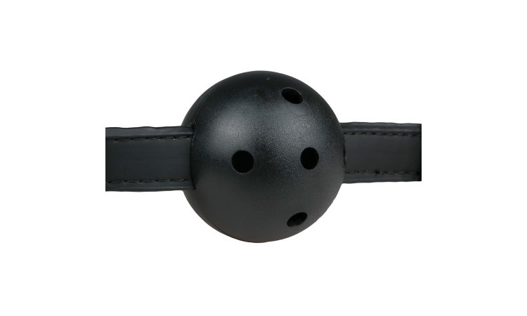 Ball Gag With PVC Ball - Black - Image 4