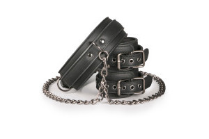 Leather Collar With Handcuffs