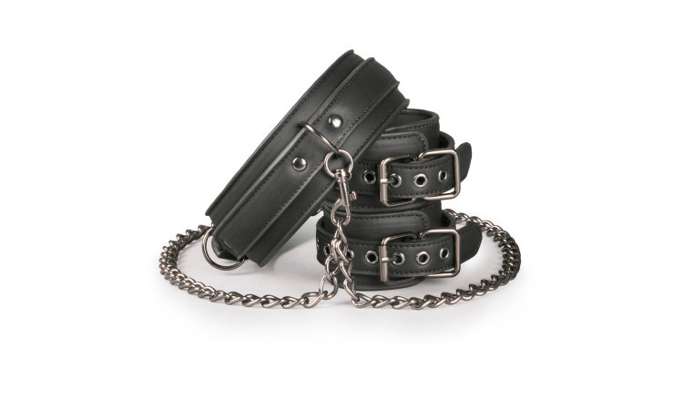 Leather Collar With Handcuffs - Image 1