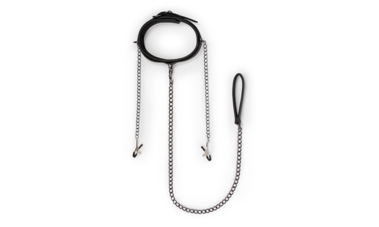 Leather Collar With Nipple Chains - Image 4