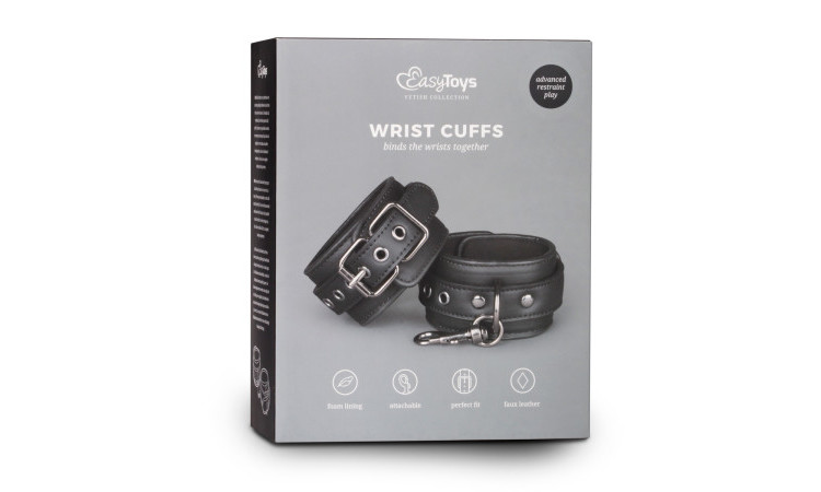 Black Faux Leather Handcuffs - Image 3
